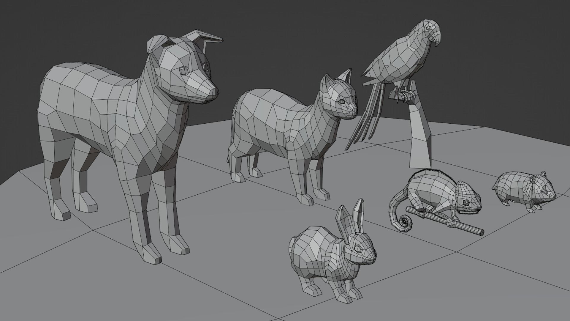 Stylized Pet animals pack Low-poly 3D model_14