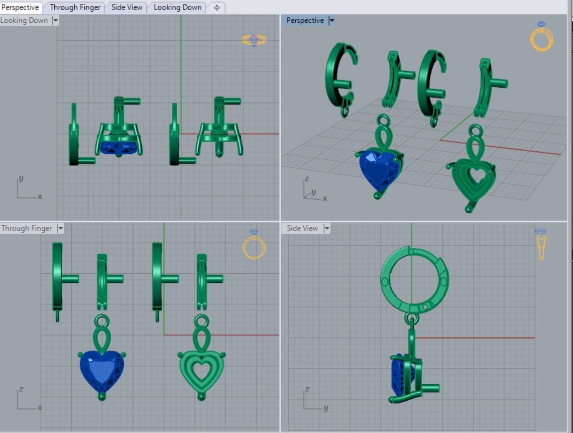Heart Earring 3D print model_3