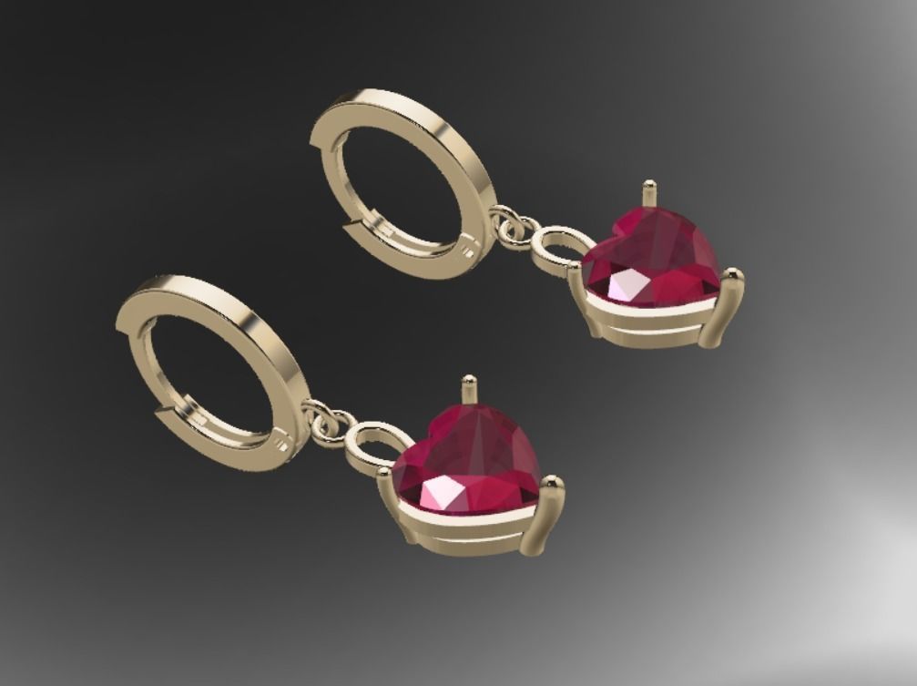 Heart Earring 3D print model_4