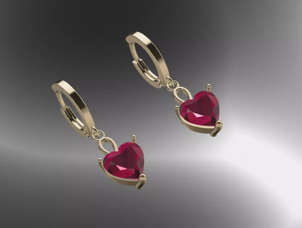 Heart Earring 3D print model_0
