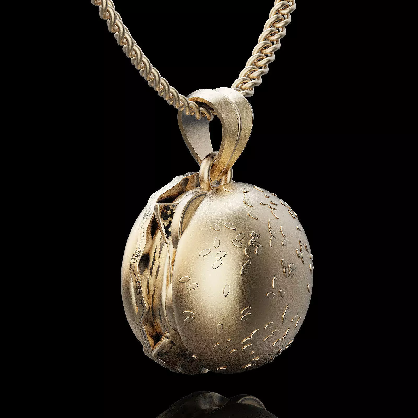 Burger pendant silver gold printable jewelry 3D model 3D print model