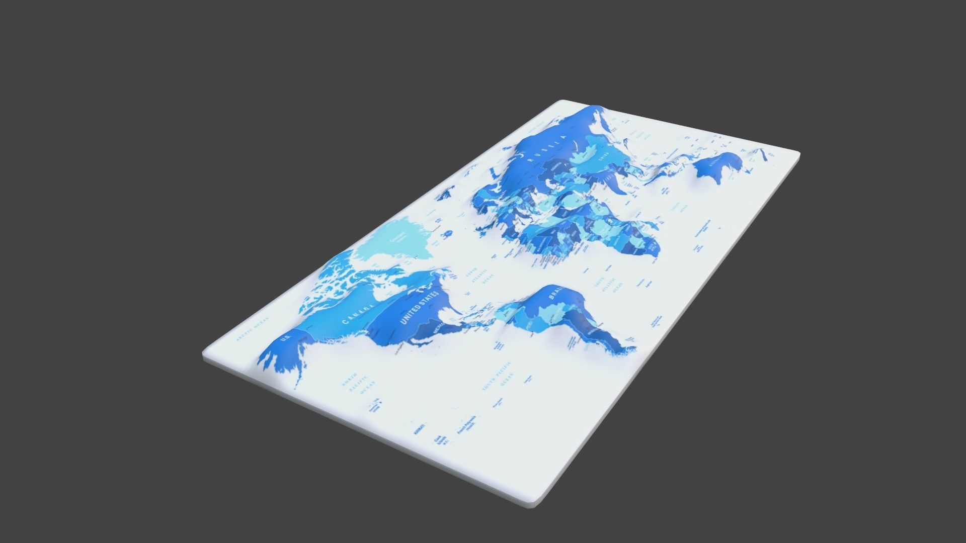 World map 3D print model_1