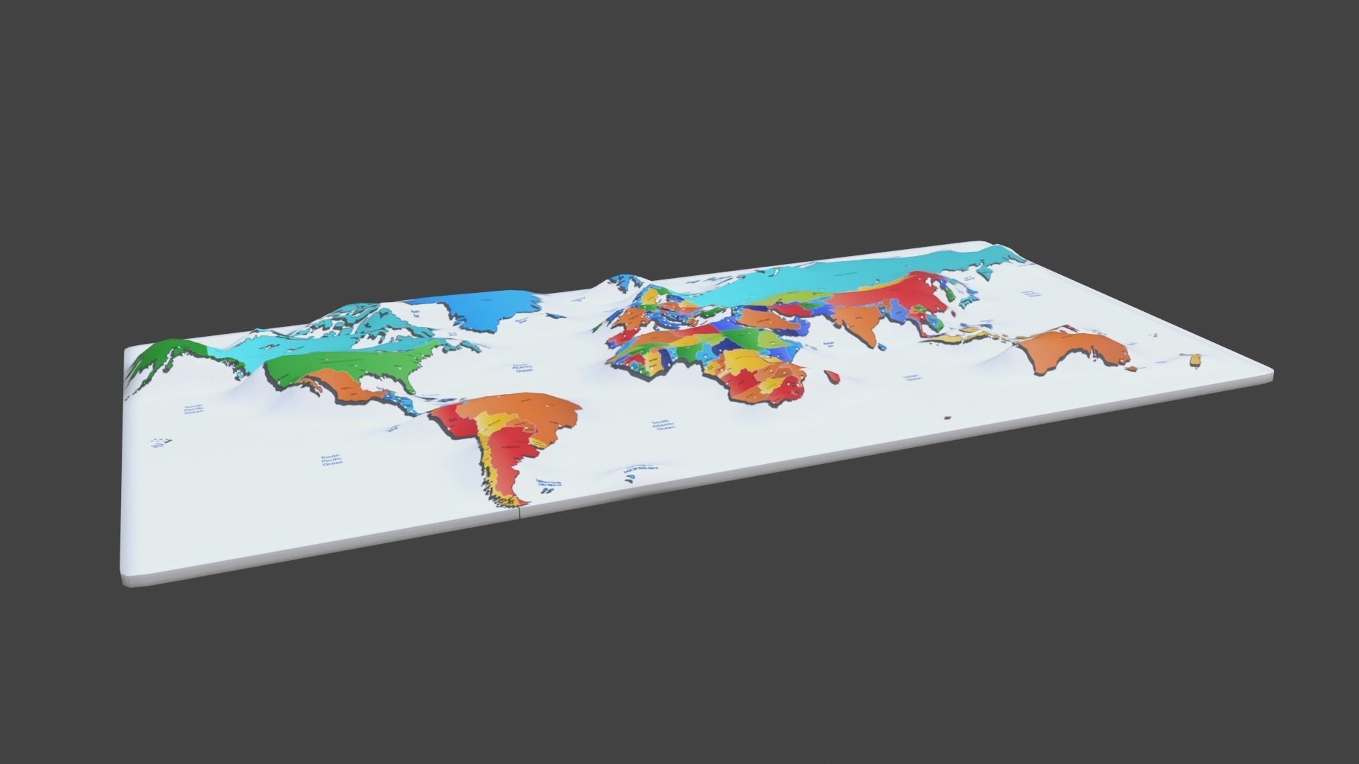 World map 3D print model_1