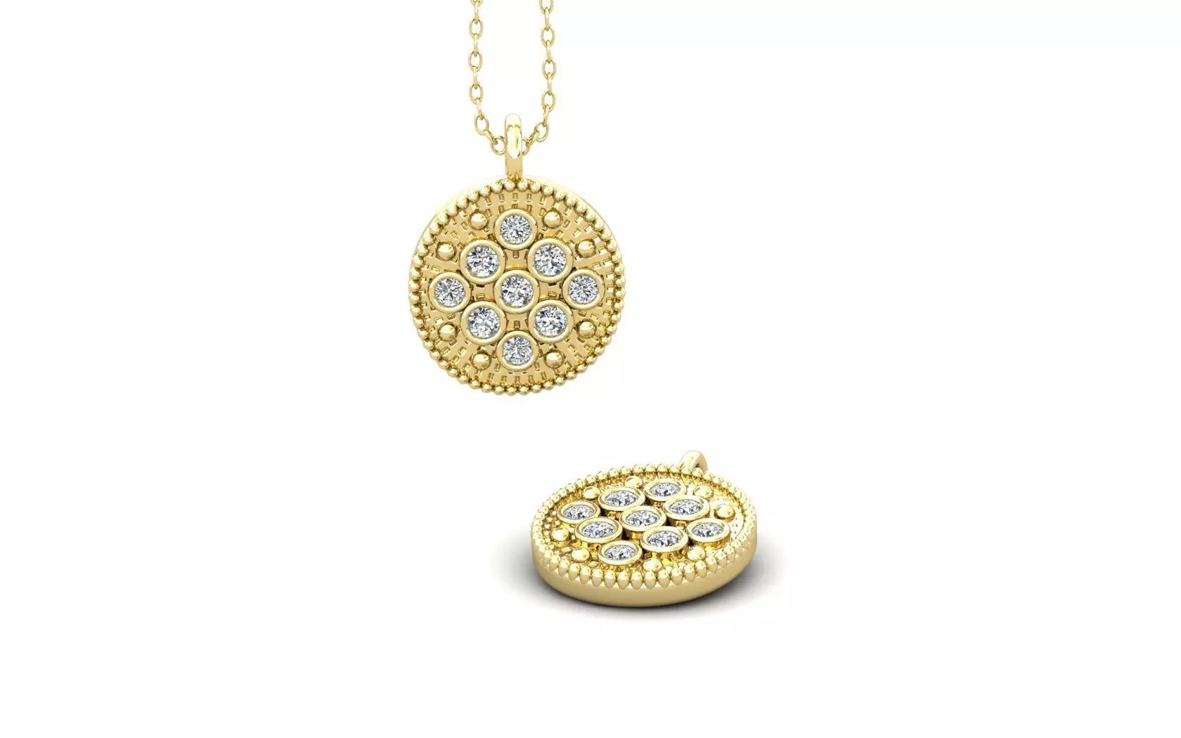 Round Diamond Pendant 3D print model
