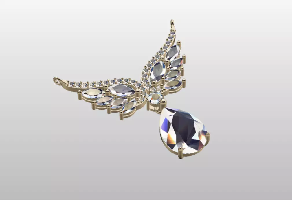 Angel Wing Pendant 3D print model_0