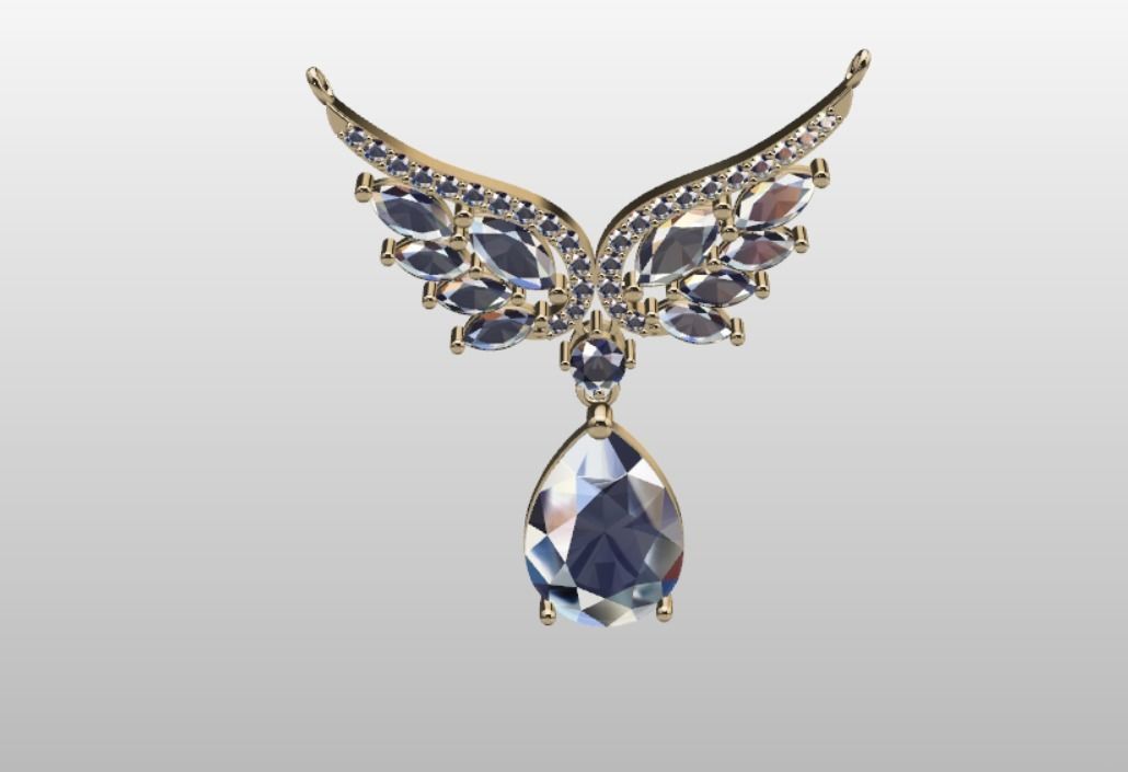 Angel Wing Pendant 3D print model_2