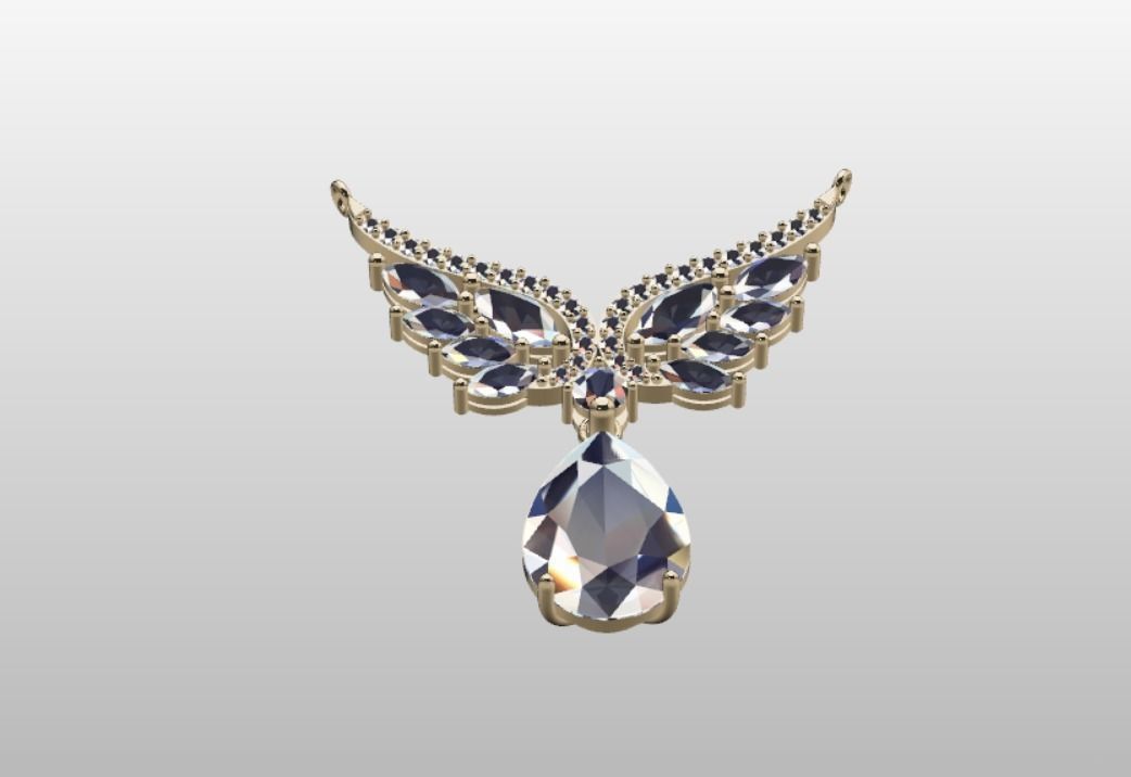 Angel Wing Pendant 3D print model_4
