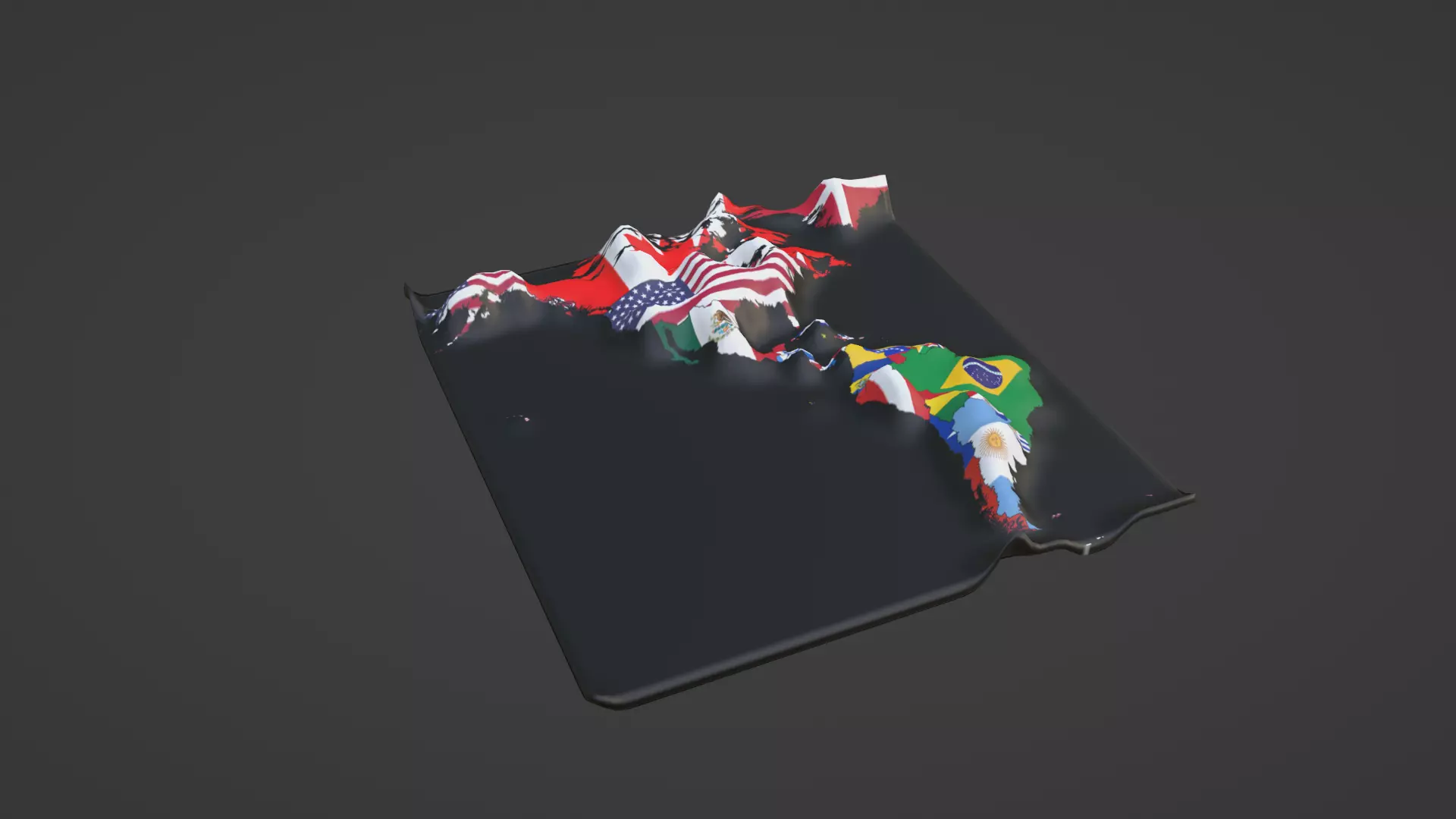 American continent Map 3D print model_0