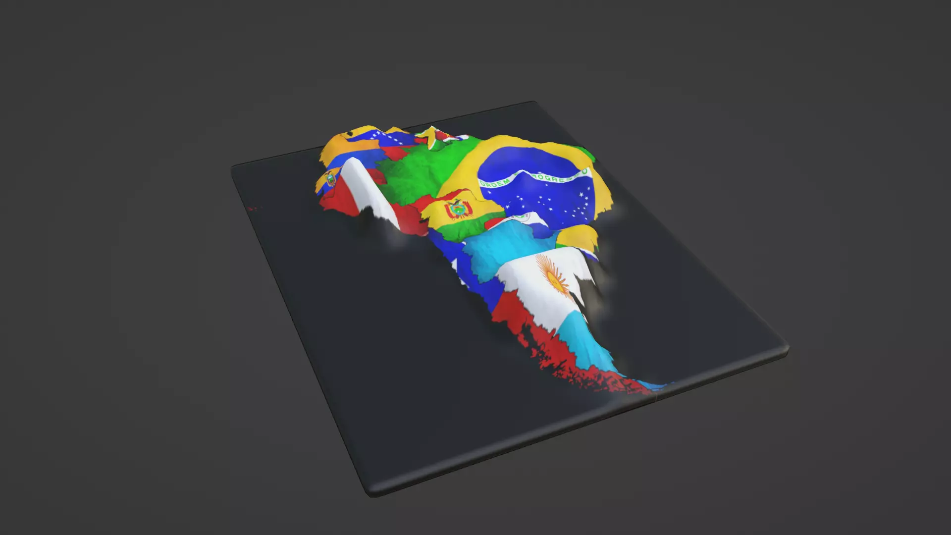 South America Map 3D print model_0