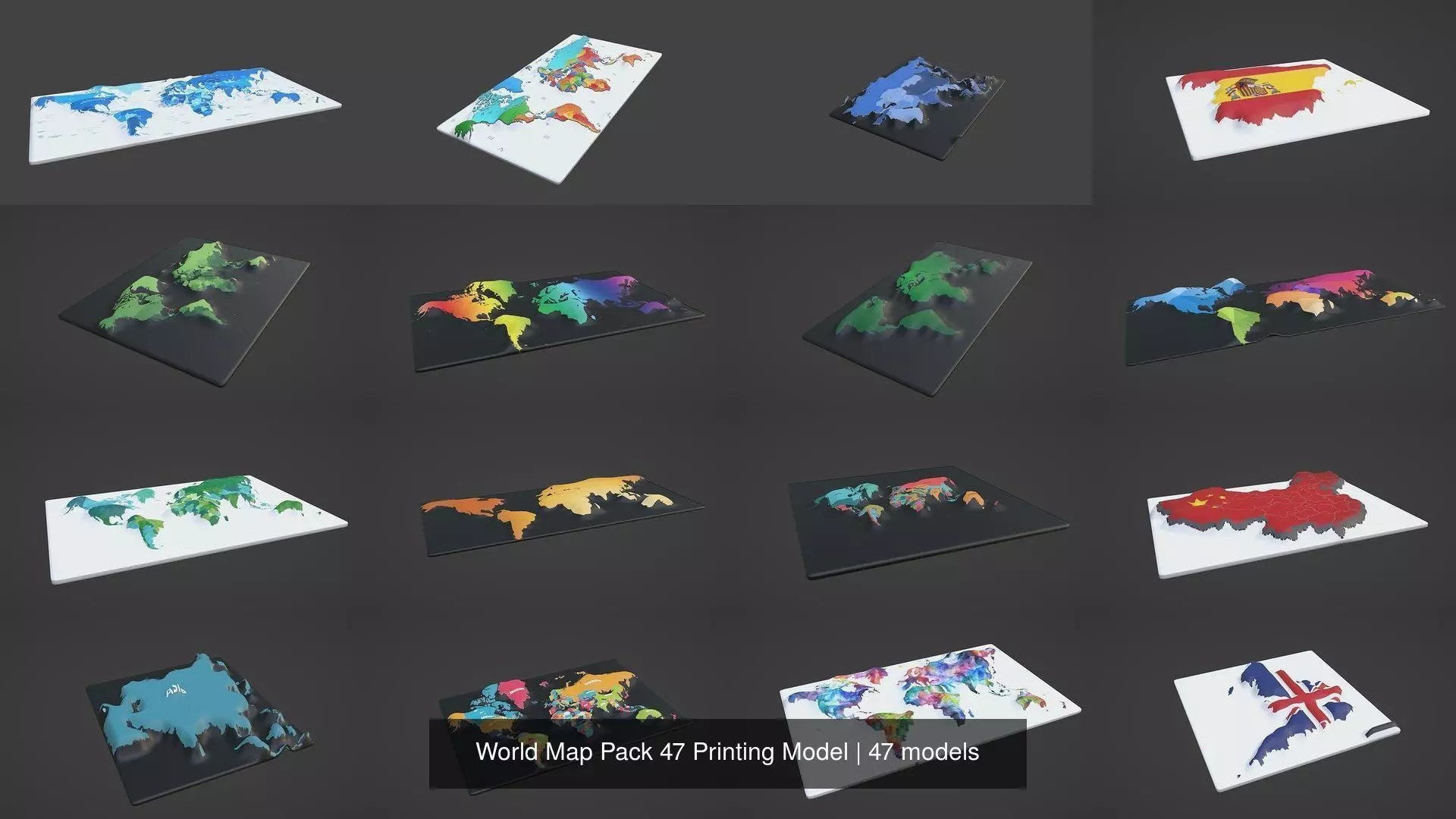 World Map Pack 47 Printing Model 3D Model Collection_1