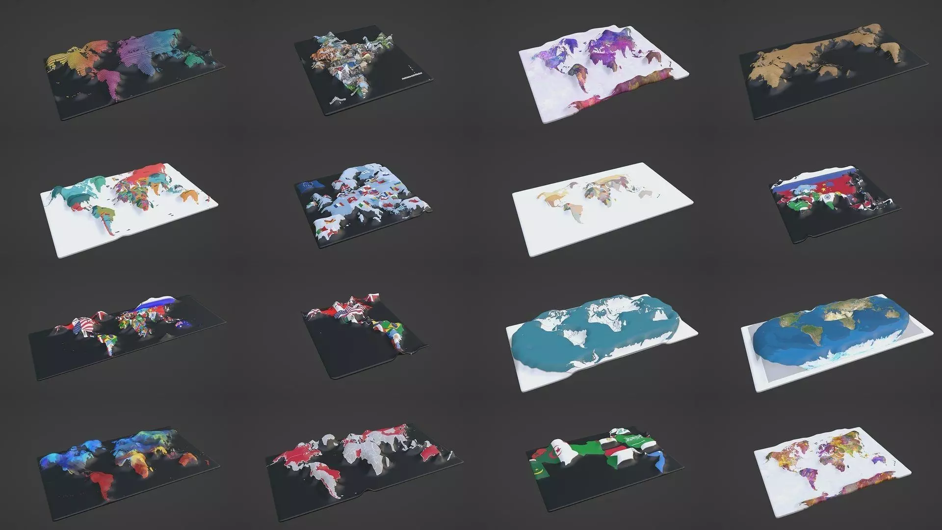 World Map Pack 47 Printing Model 3D Model Collection_0