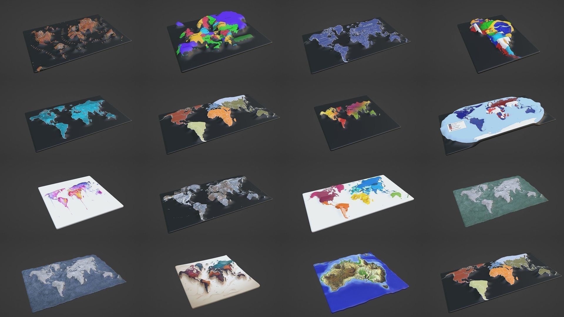 World Map Pack 47 Printing Model 3D Model Collection_3