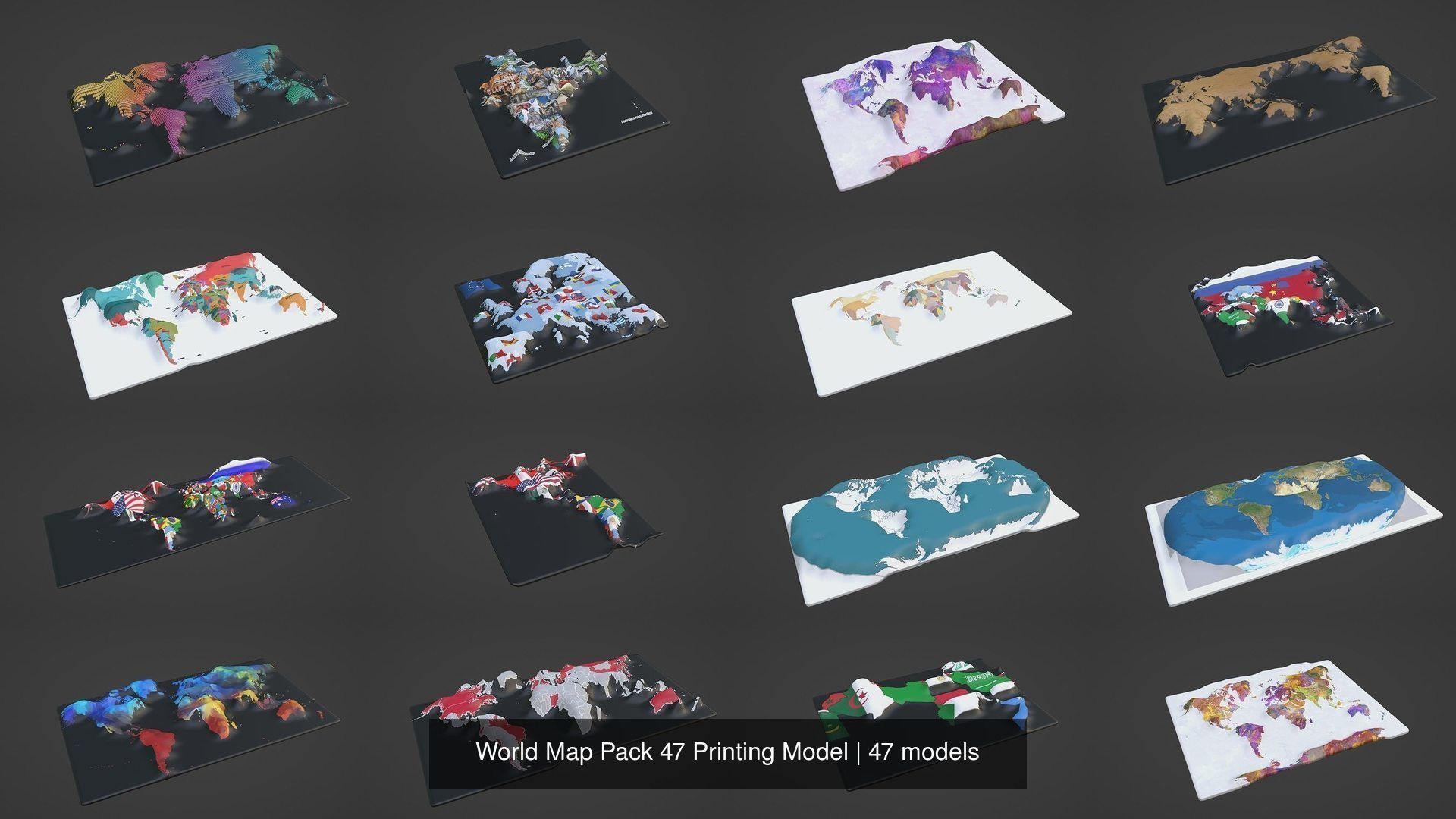 World Map Pack 47 Printing Model 3D Model Collection_2