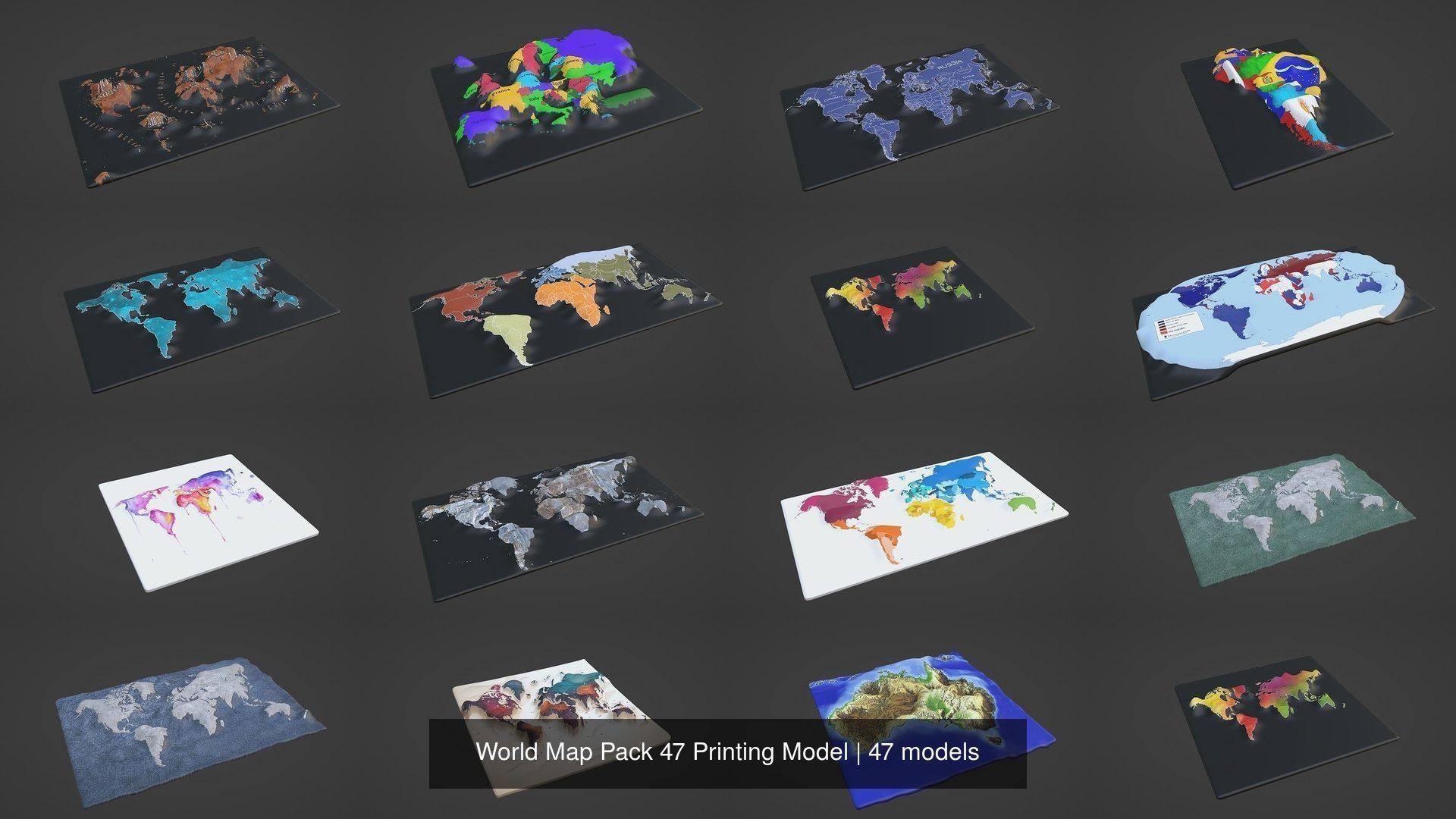 World Map Pack 47 Printing Model 3D Model Collection_4