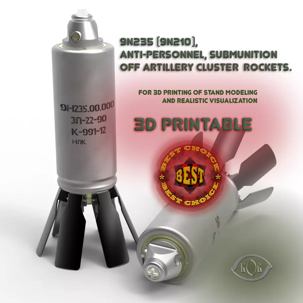 9N235 Anti Personnel submunition off artillery cluster  rockets  3D model_0