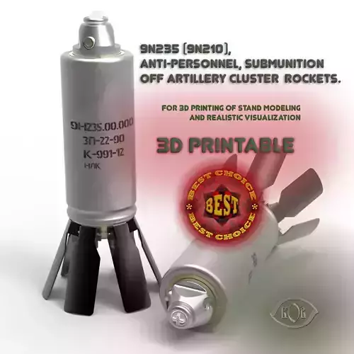 9N235 Anti Personnel submunition off artillery cluster  rockets  3D model