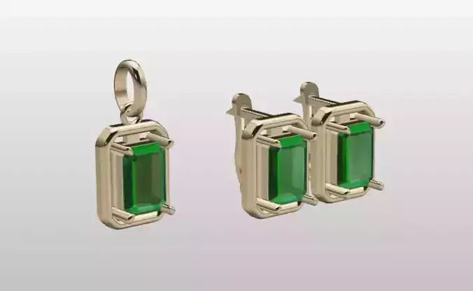 emerald earring and pendant 