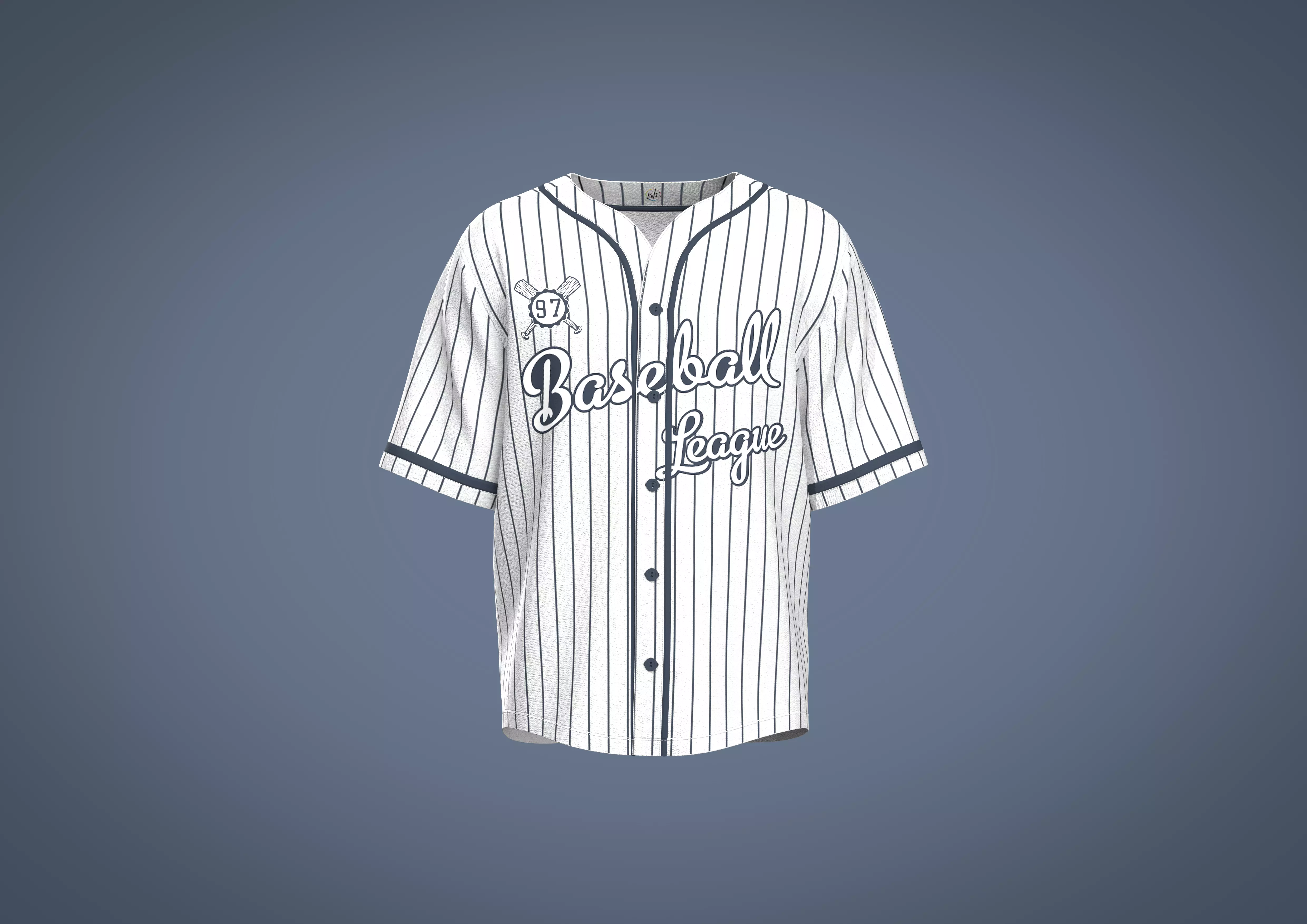 Mens baseball jersey striped letter graphic 3D model