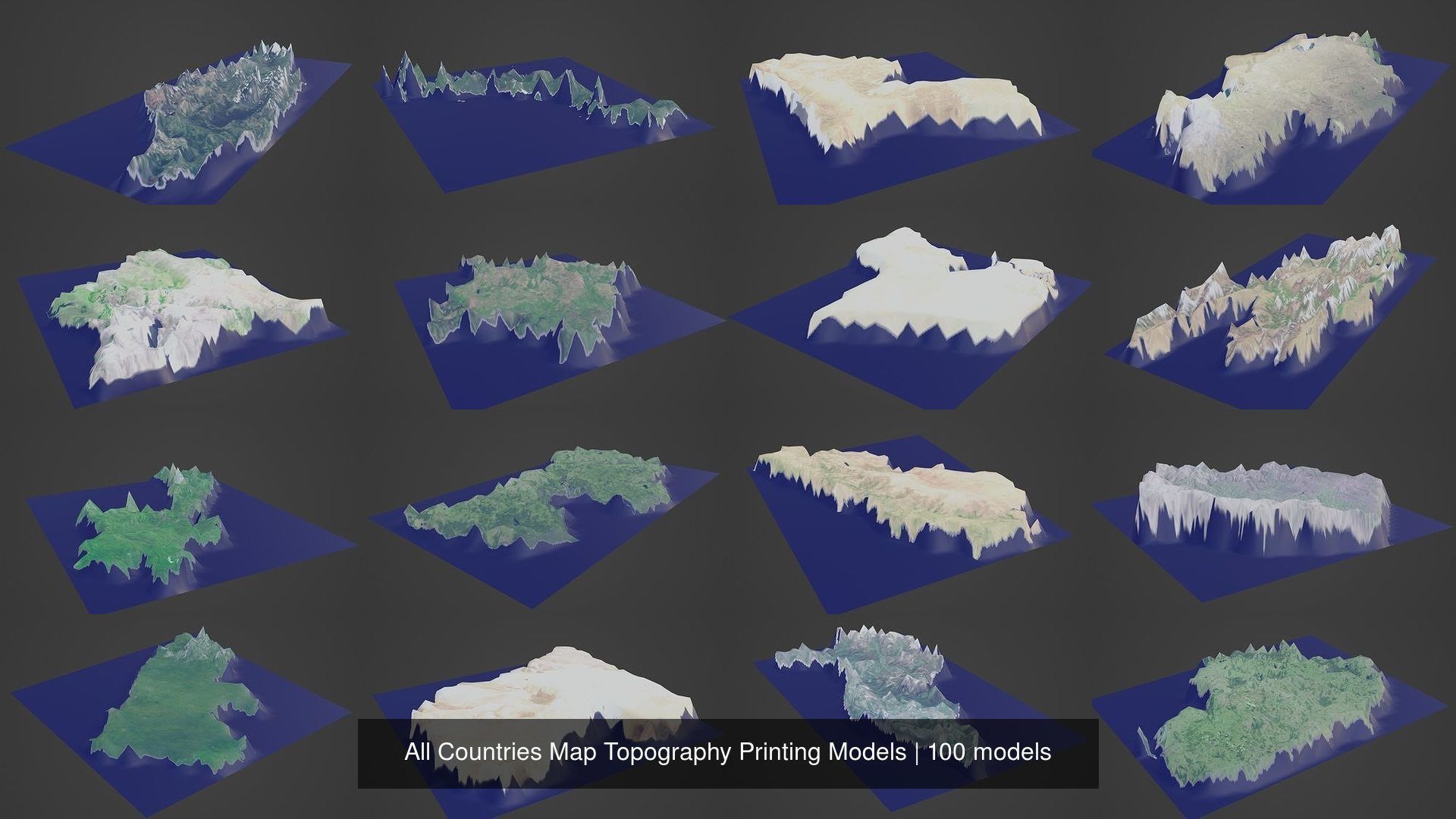 All Countries Map Topography Printing Models 3D Model Collection_10