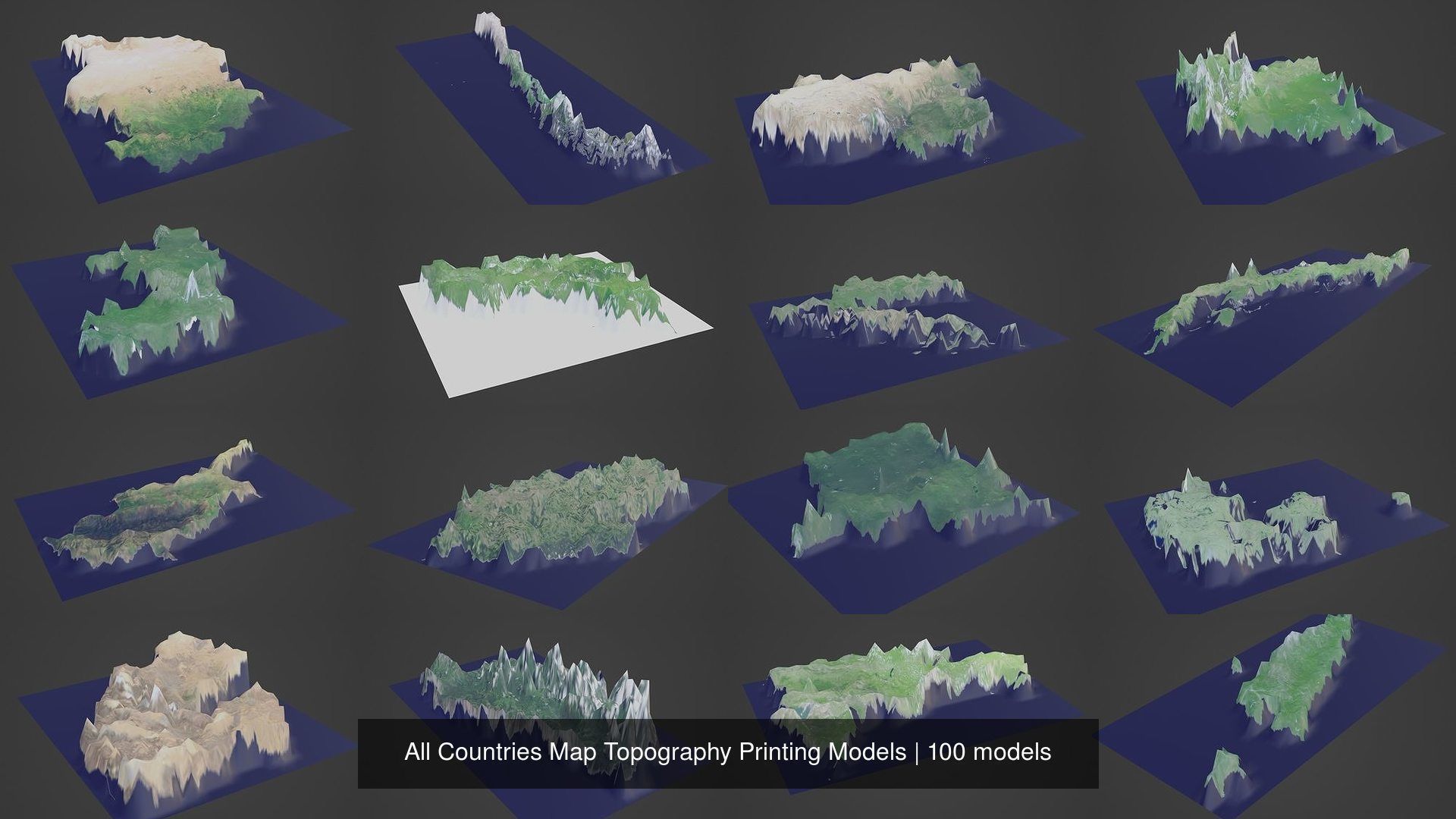 All Countries Map Topography Printing Models 3D Model Collection_4