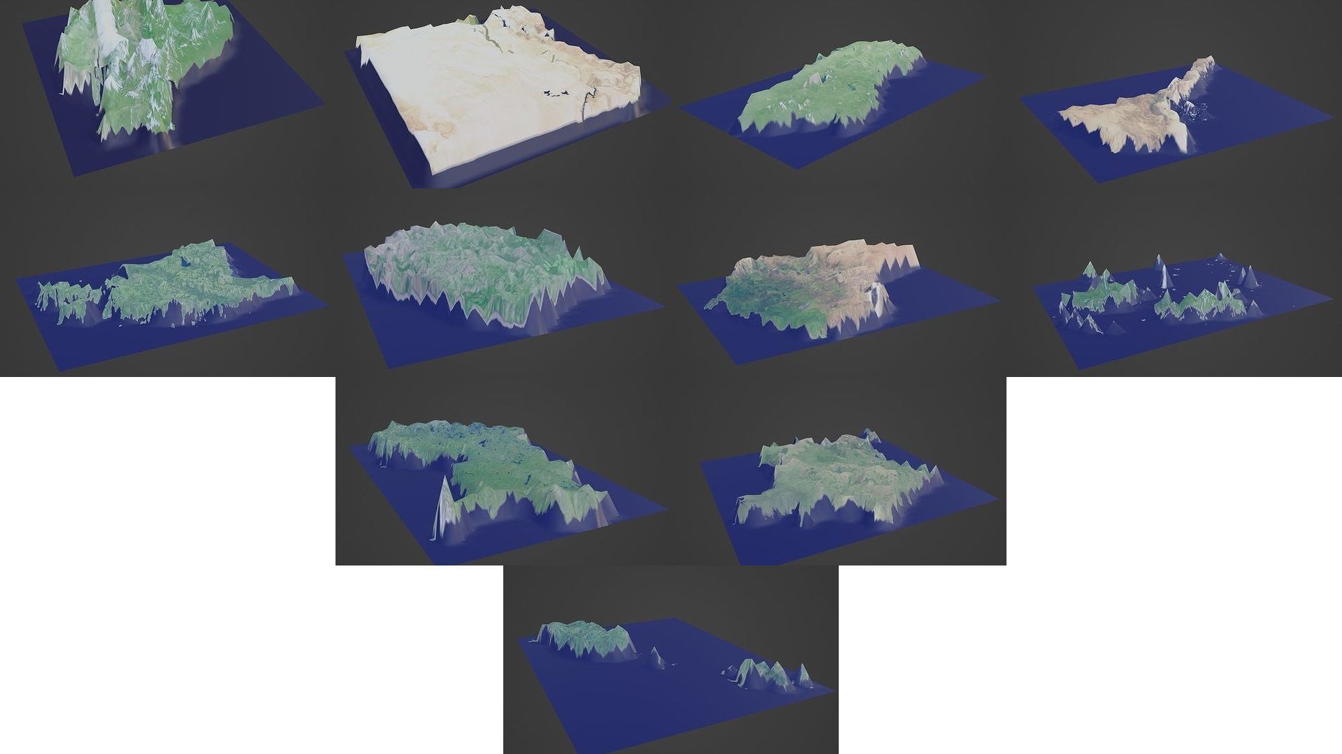 All Countries Map Topography Printing Models 3D Model Collection_11