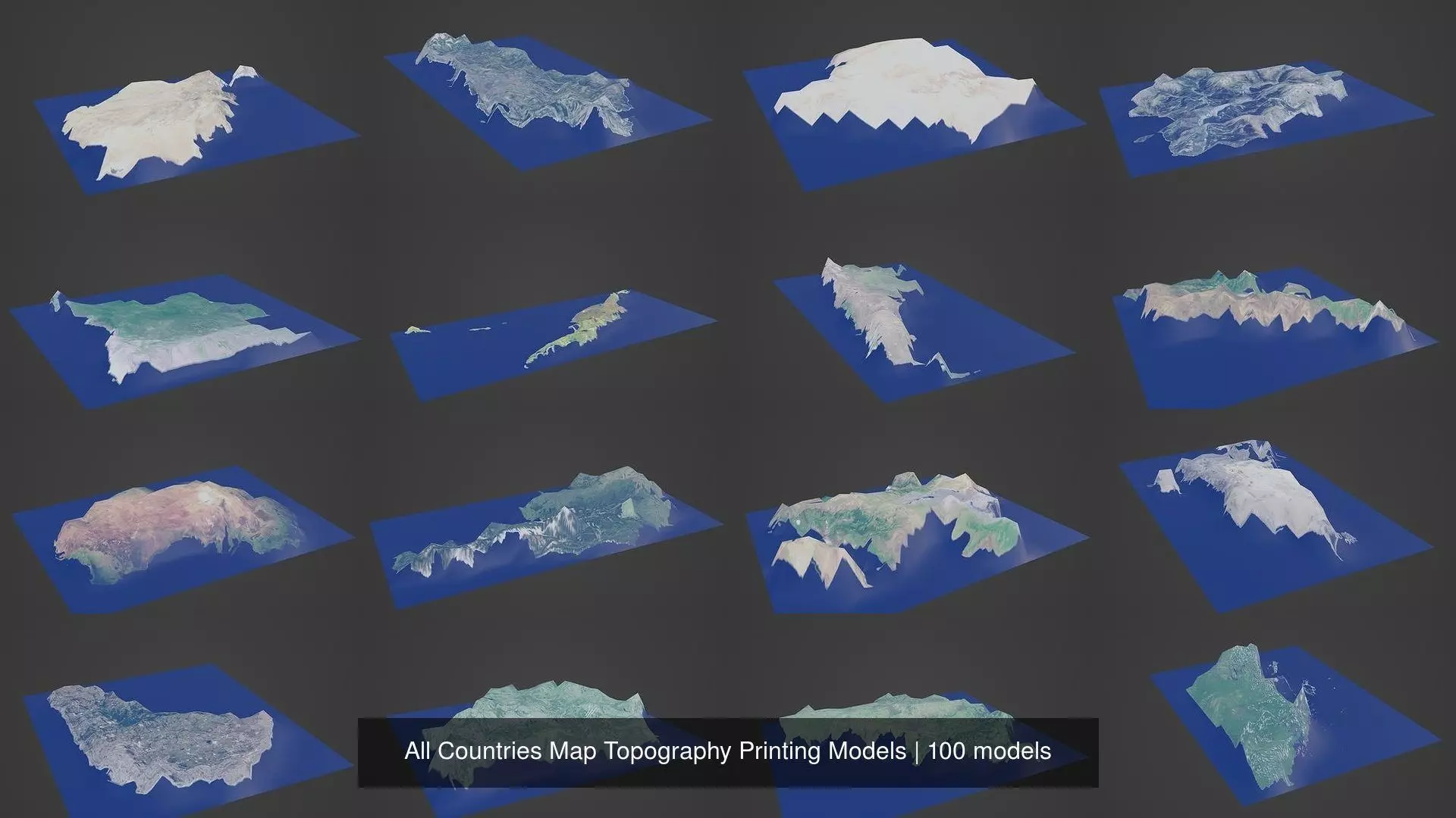All Countries Map Topography Printing Models 3D Model Collection_0