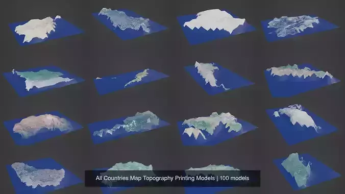 All Countries Map Topography Printing Models 3D Model Collection