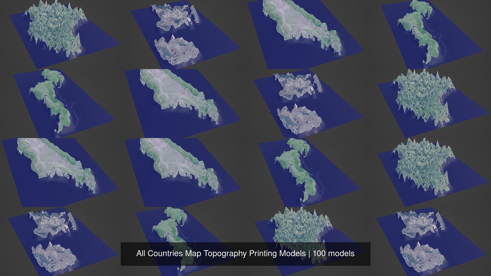 All Countries Map Topography Printing Models 3D Model Collection_12
