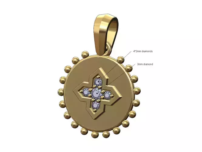 Diamond Moroccan Maltese star flower beaded pendant charm
