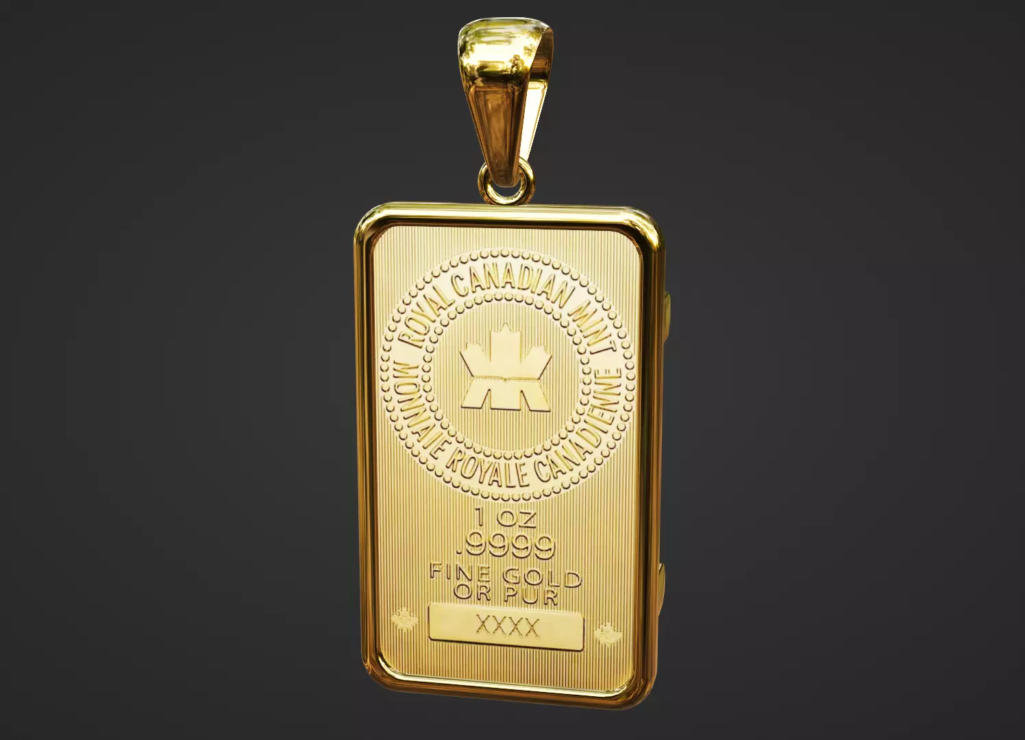 1oz gold Pamp bar frame mount pendant 3D print model