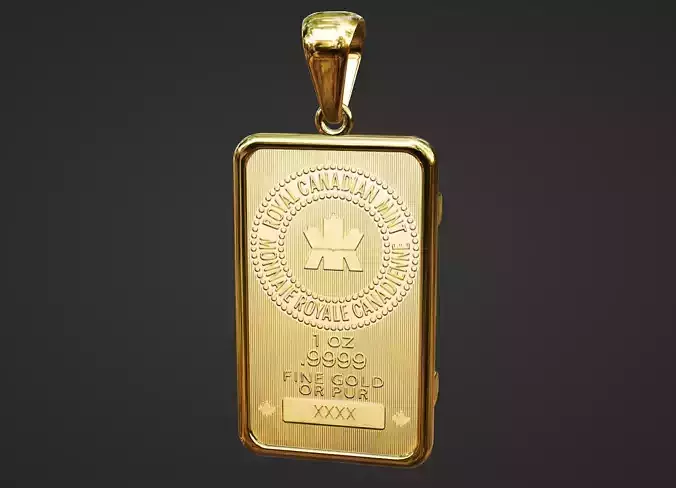 1oz gold Pamp bar frame mount pendant 
