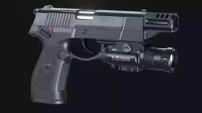 Norinco QSZ-92G and SureFire XH35 - Game Asset Low-poly 3D model