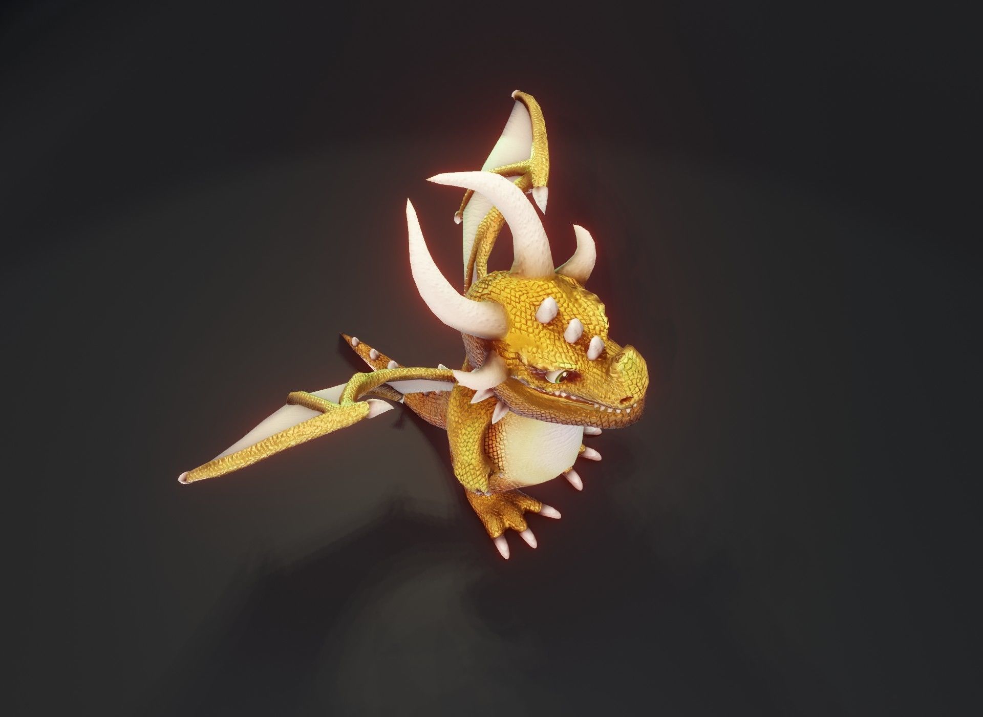 Cartoon Gold Dragon 3D Model Low-poly 3D model_15