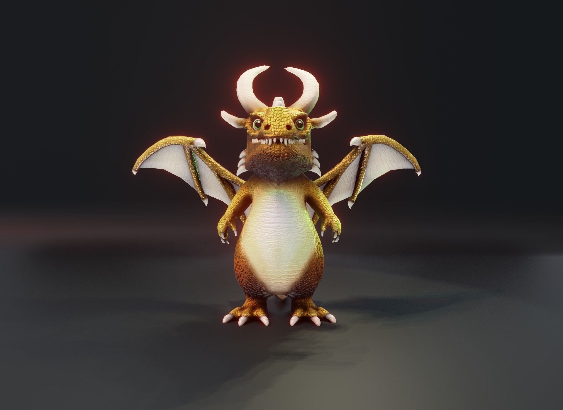 Cartoon Gold Dragon 3D Model Low-poly 3D model_14