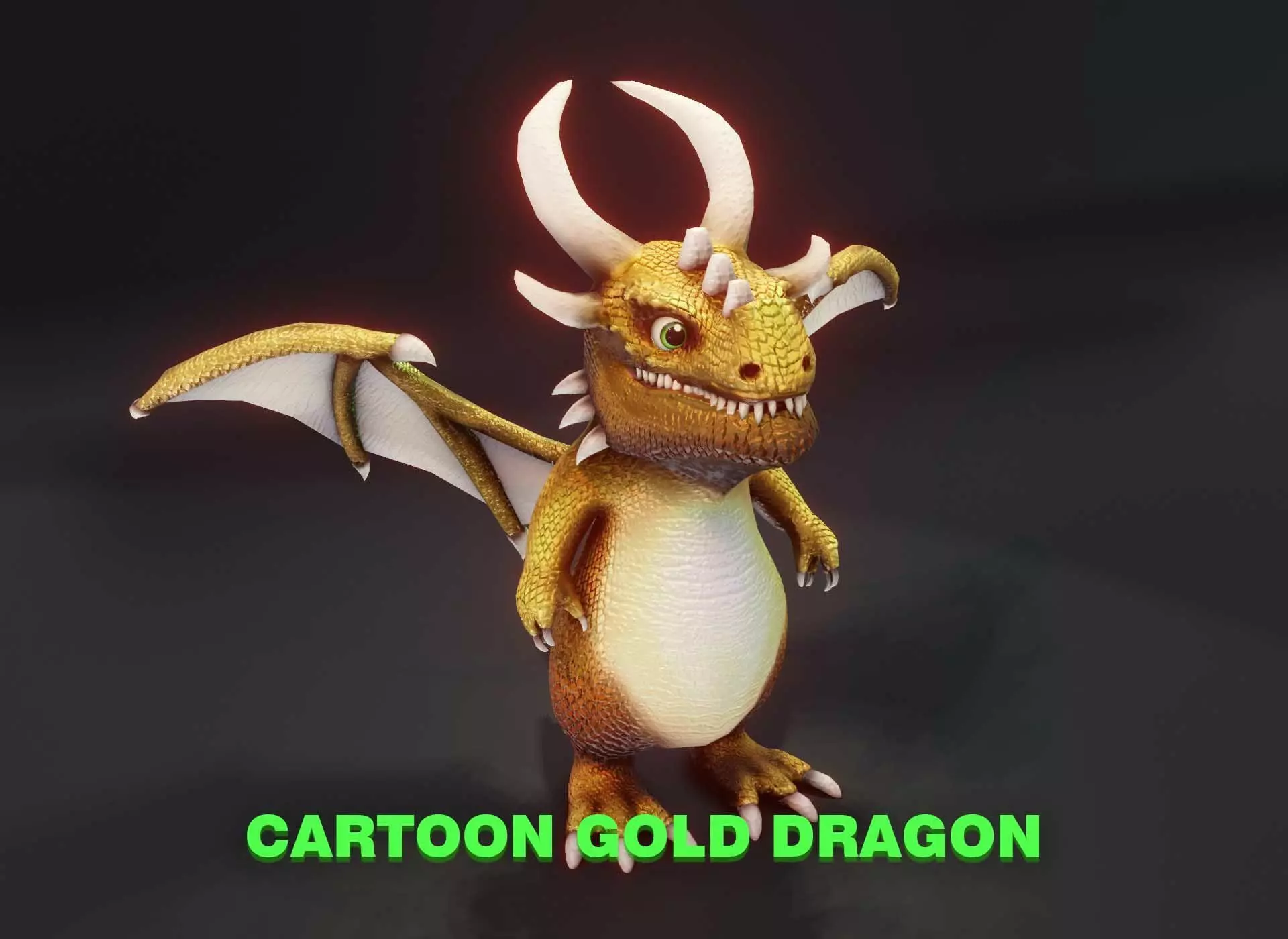 Cartoon Gold Dragon 3D Model Low-poly 3D model_0