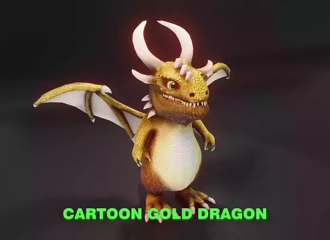 Cartoon Gold Dragon 3D Model Low-poly 3D model Cartoon Gold Dragon 3D Model Low-poly 3D model