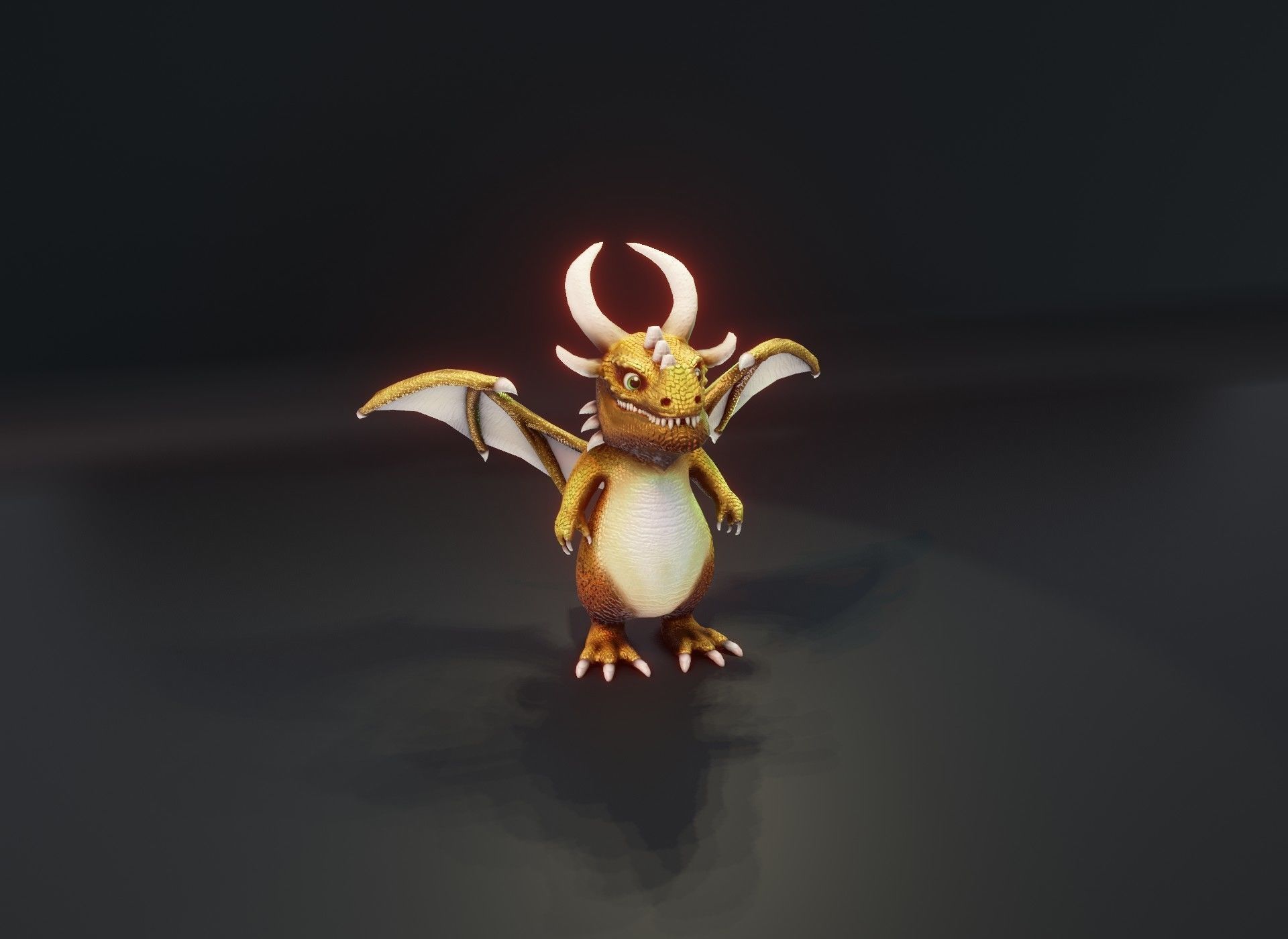 Cartoon Gold Dragon 3D Model Low-poly 3D model_17