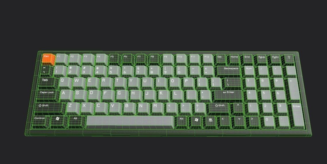 Pc Keyboard M02B Low-poly 3D model_1