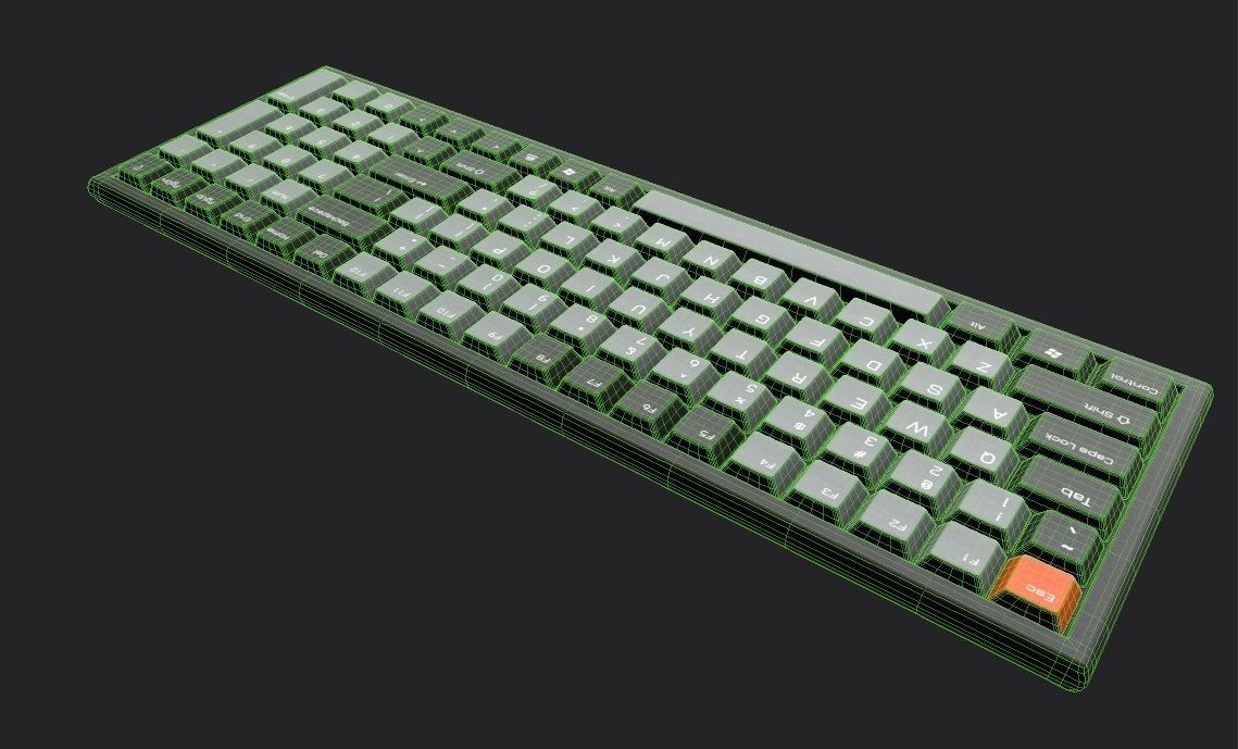 Pc Keyboard M02B Low-poly 3D model_6