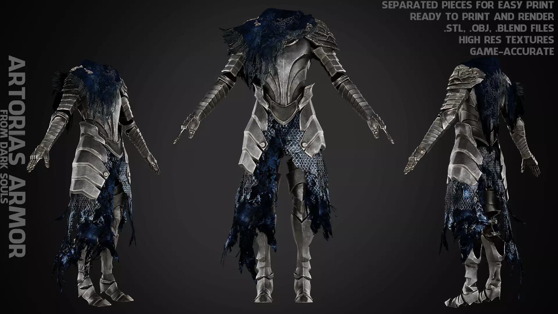 Dark Souls Knight Artorias Abysswalker Armor for Cosplay 3D print model_0