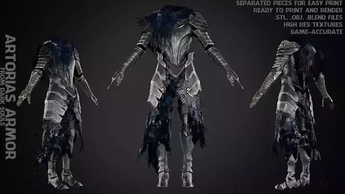 Dark Souls Knight Artorias Abysswalker Armor for Cosplay 3D print model