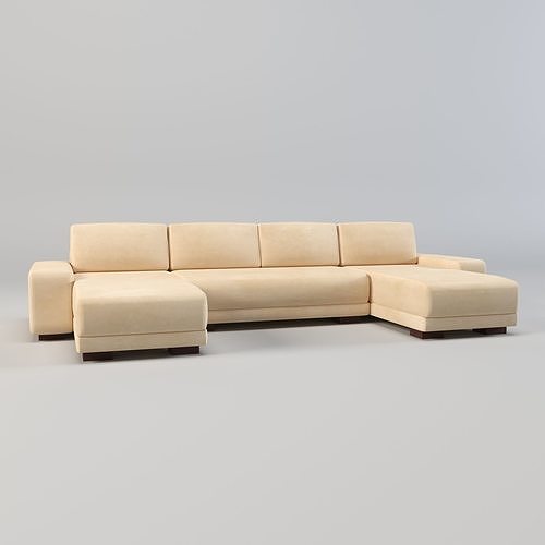 Double chaise sectional sofa Low-poly 3D model