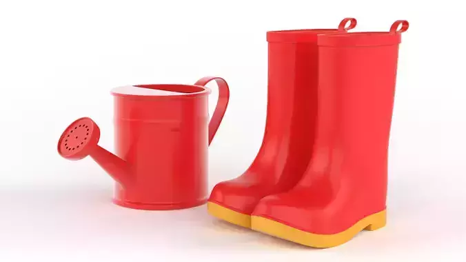 Rubber Boots with Watering Can