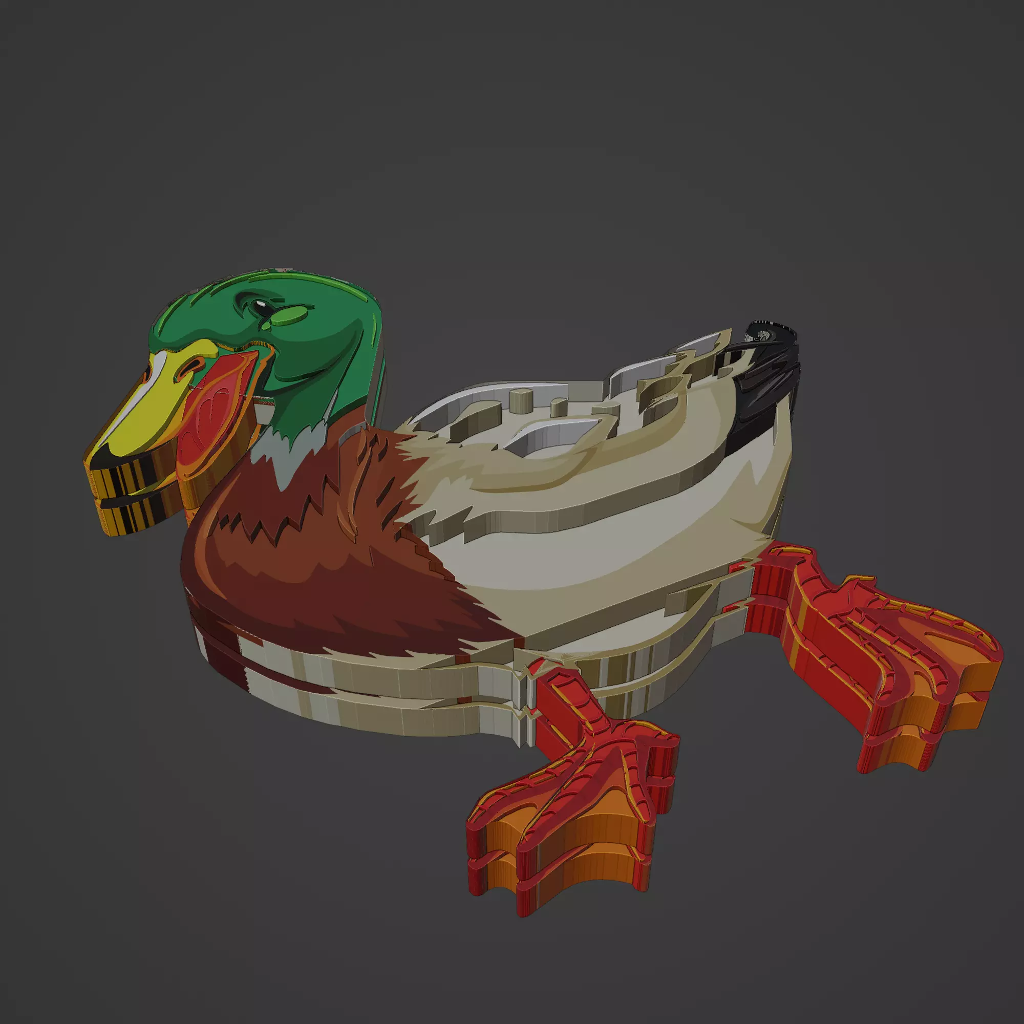 duck animal cartoon 3D print model_0