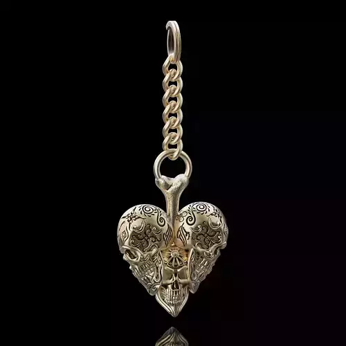 Skull bone key holder silver gold printable jewelry 3D model