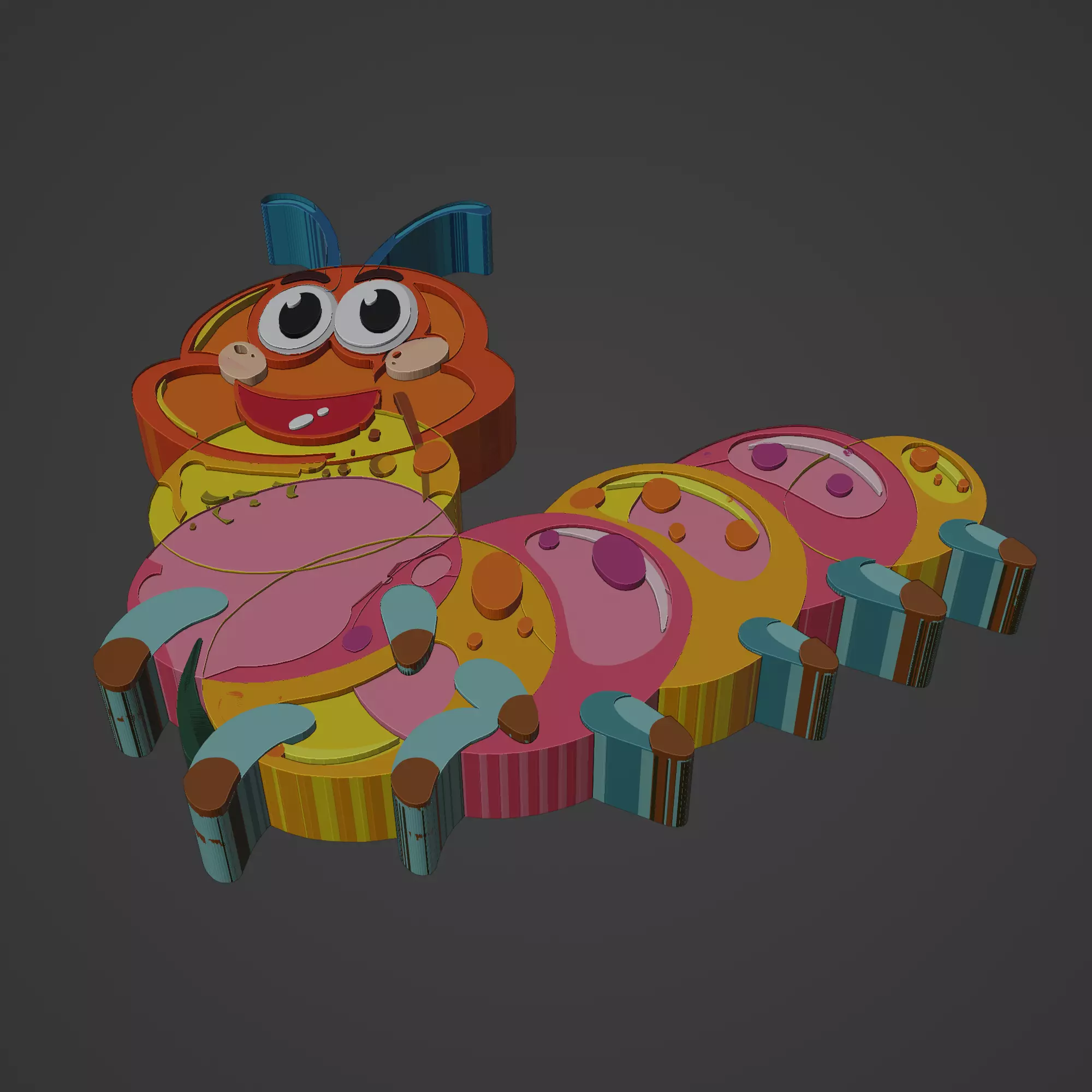 caterpillar animal cartoon 3D print model