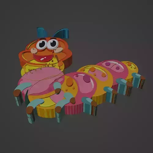 caterpillar animal cartoon 3D print model