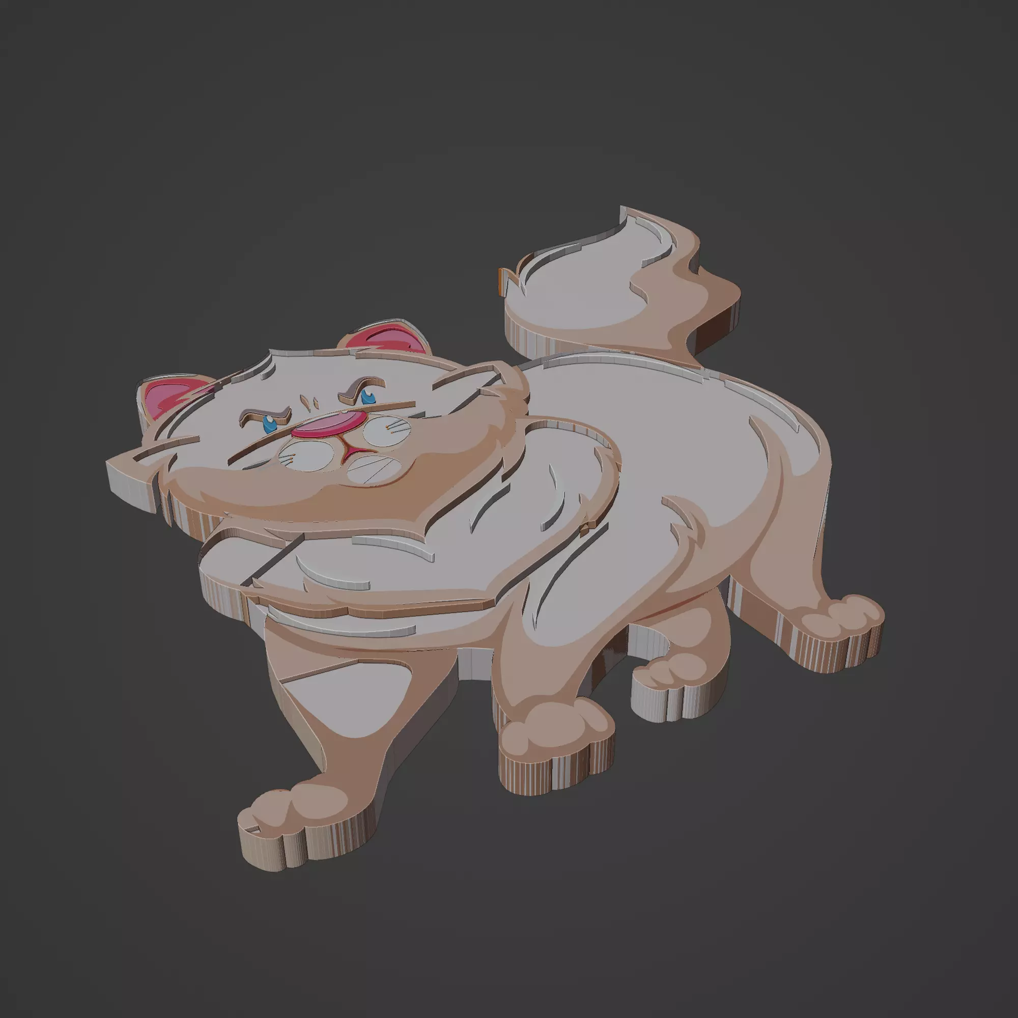 cat animal cartoon 3D print model_0