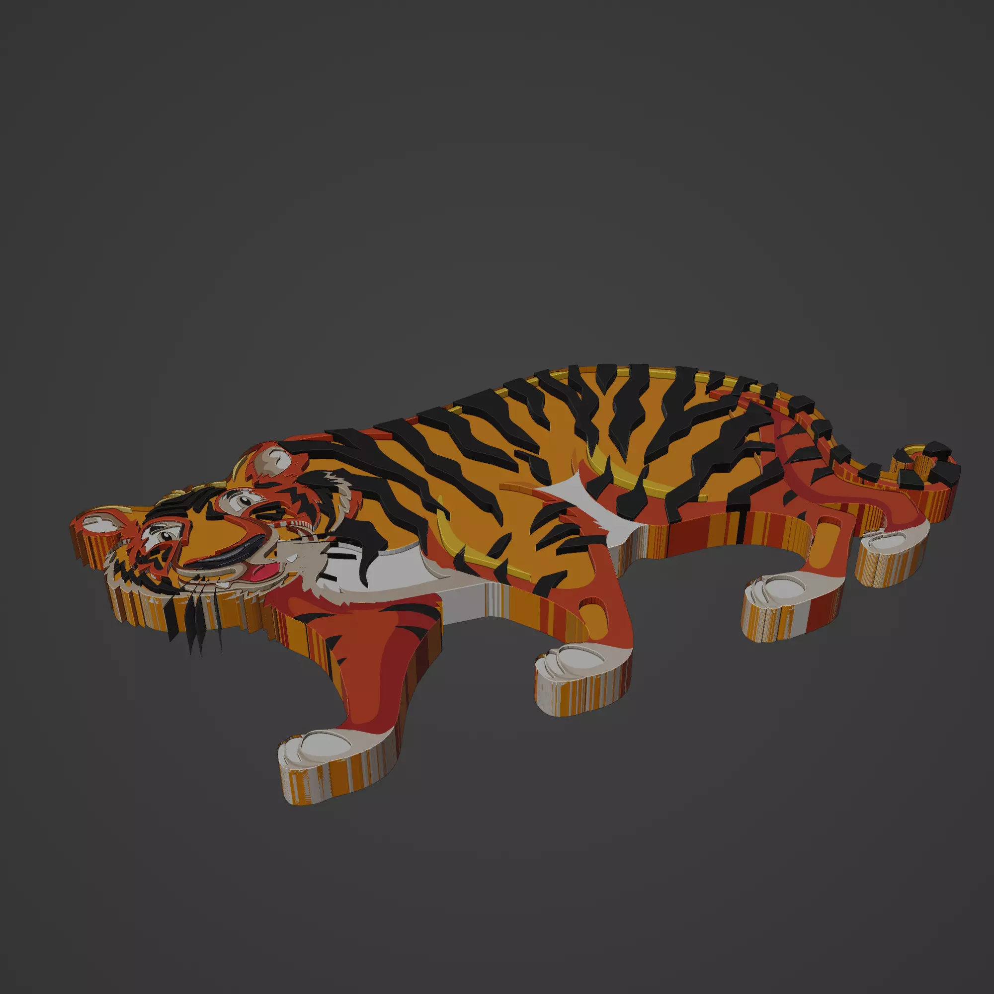 Tiger animal cartoon 3D print model_0
