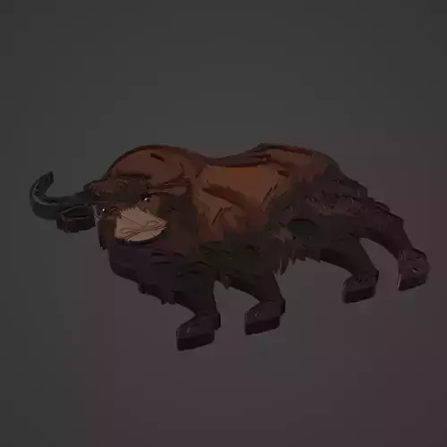 bull animal cartoon 3D print model